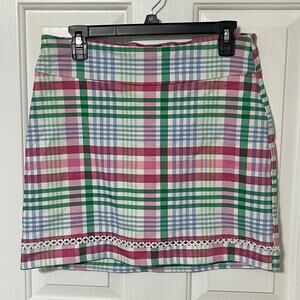 Preppy Plaid Lace Mini Skirt Tennis Golf Pickleball Cottagecore Y2K Skort Sz 10